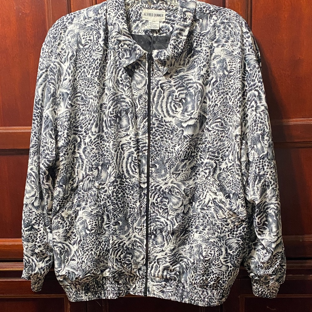 Alfred Dunner Monochrome black and white Animal Print size 24W Bomber Jacket